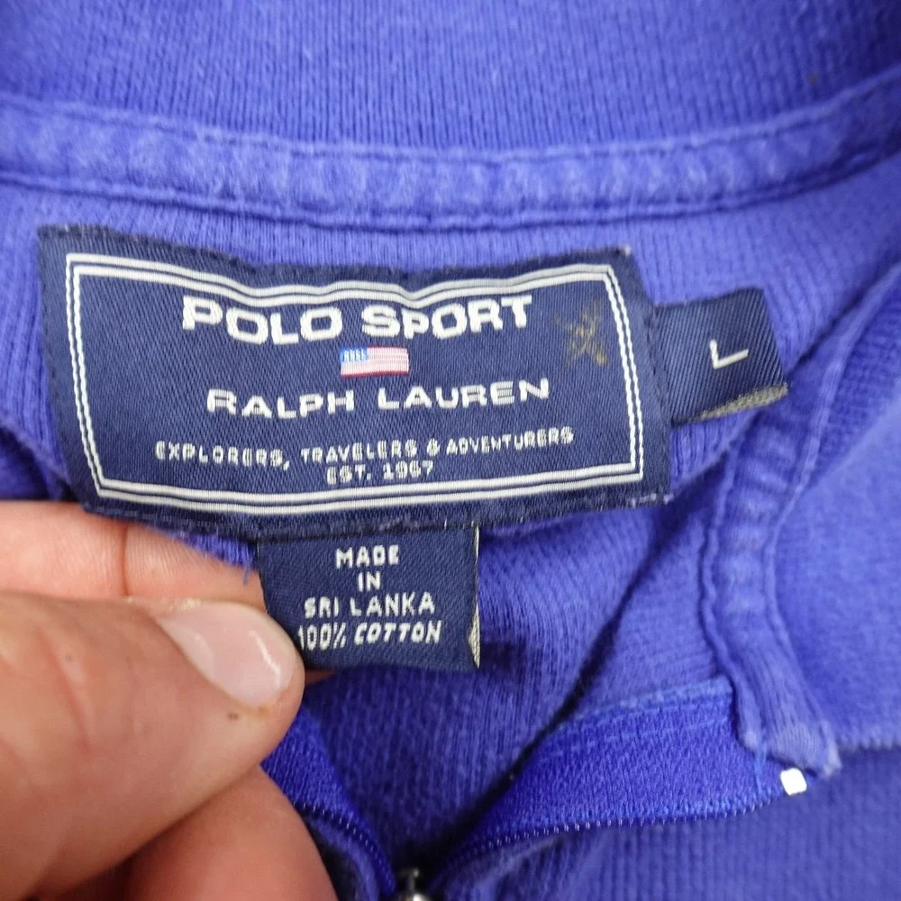 VTG Ralph Lauren Sweater Mens L Blue Polo Sport‎ 1/4 Zip Pullover Long Sleeve
